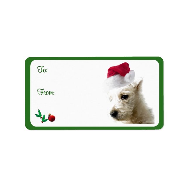 Westie Christmas Gift Tag Stickers (Front)