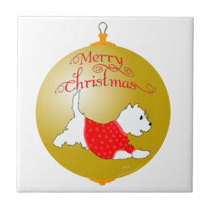 Westie Christmas Ornament Tile