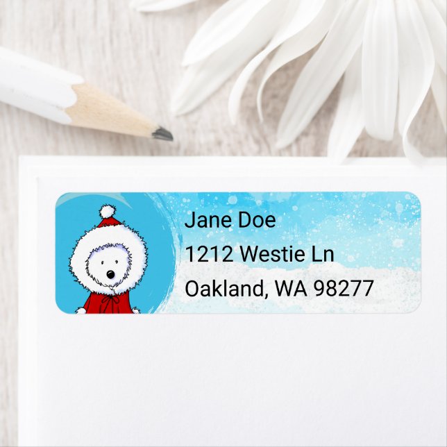 Westie Christmas Return Address Label (Insitu)