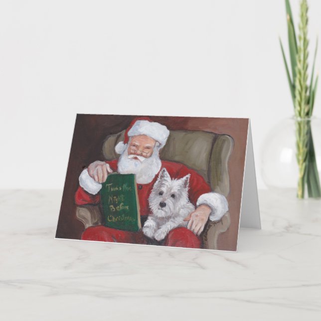 Westie Christmas Stories With Santa Greeting Card (Front)