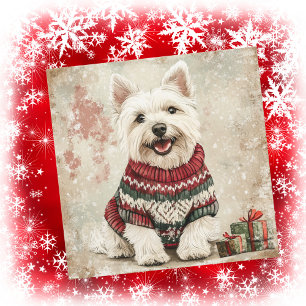 Westie Christmas Sweater Holiday Card