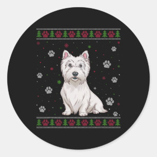Westie Christmas Sweater Xmas Pet Animal Dog Lover Classic Round Sticker