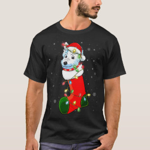 Westie Christmas Tree Westie Santa Hat Lights Xmas T-Shirt