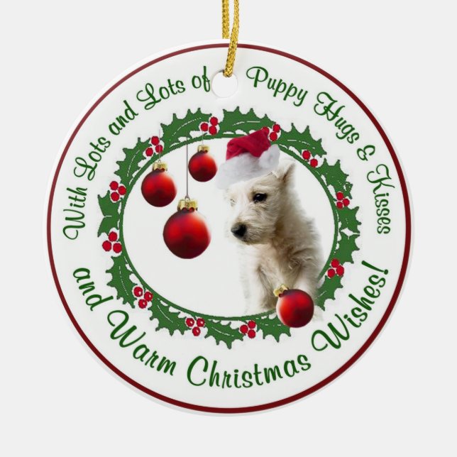 Westie Christmas Wishes Ornament (Front)