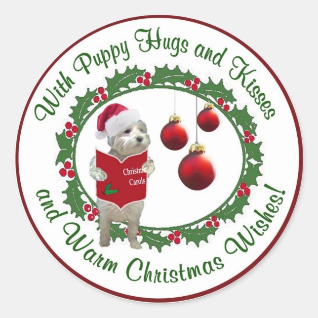 Westie Christmas Wishes Round Seals (Front)