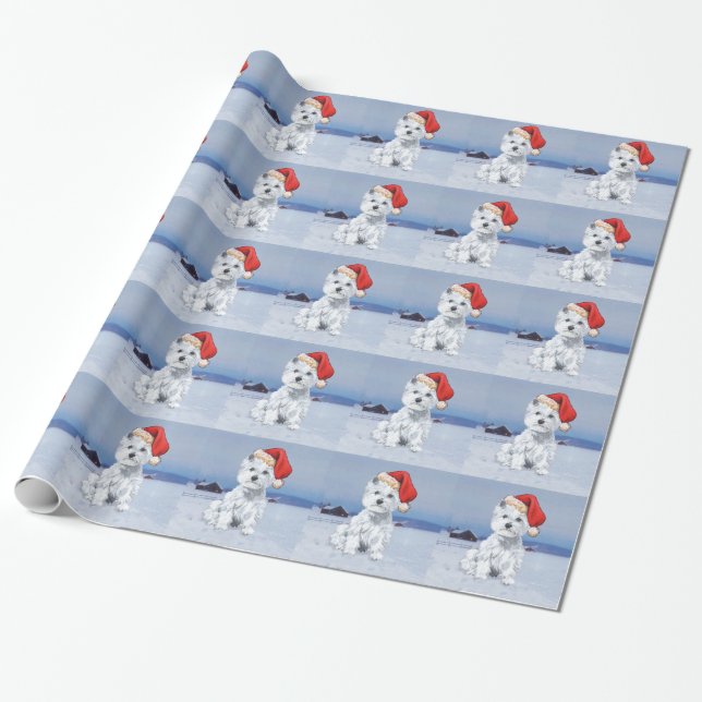 Westie Christmas Wrapping Paper (Unrolled)