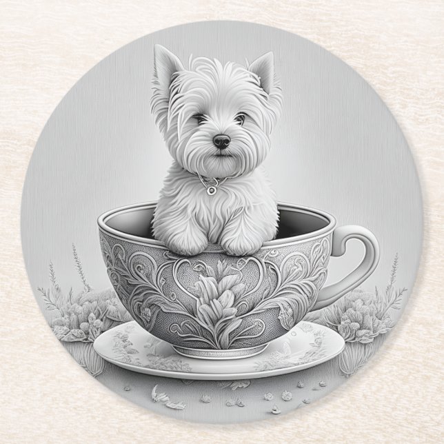 Westie coaster - Wes-tea (Front)