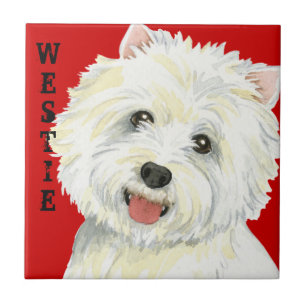 Westie Colour Block Ceramic Tile