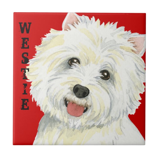 Westie Colour Block Ceramic Tile (Front)