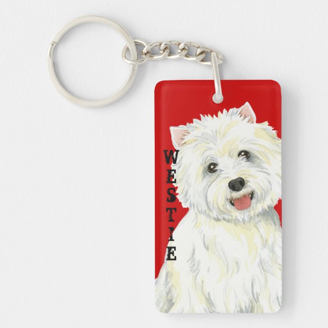 Westie Colour Block Key Ring (Front)
