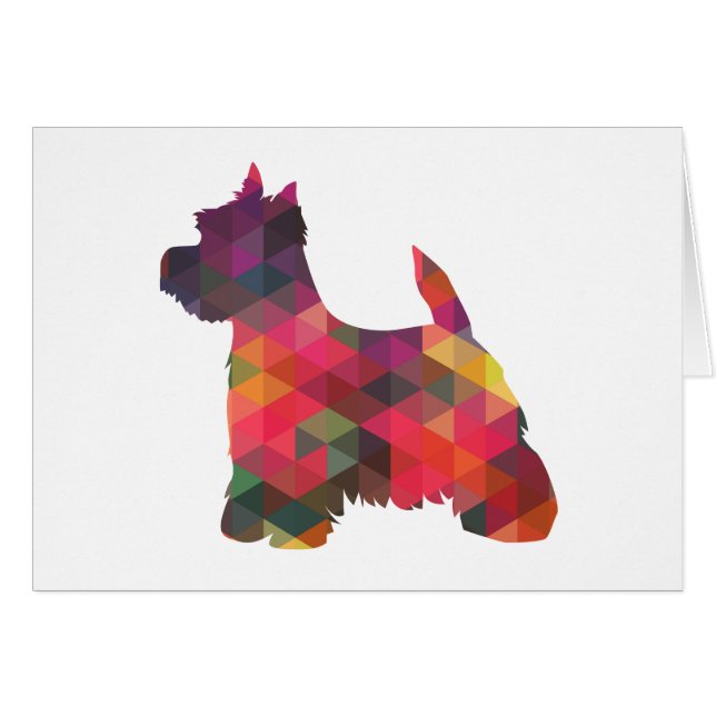 Westie Colourful Geometric Pattern Silhouette Card (Front Horizontal)