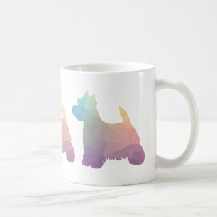 Westie Colourful Geometric Pattern Silhouette Dog Coffee Mug