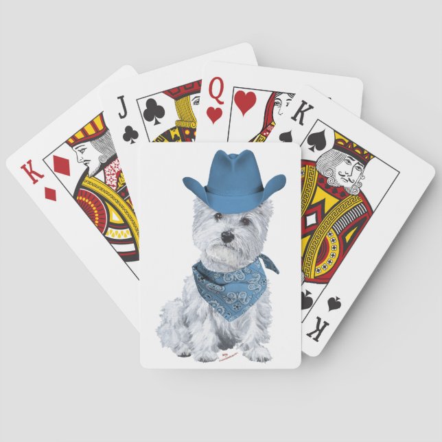 Westie Cowboy in Blue Playing Cards (Back)