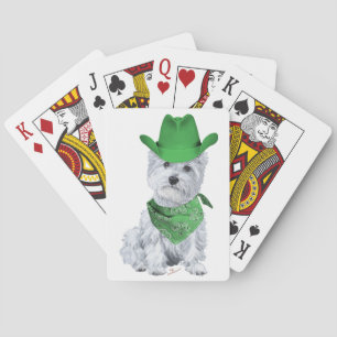 Westie Cowboy in Green Playing Cards
