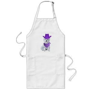 Westie Cowboy in Purple Long Apron