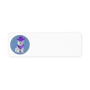 Westie Cowboy on Denim Return Address Label