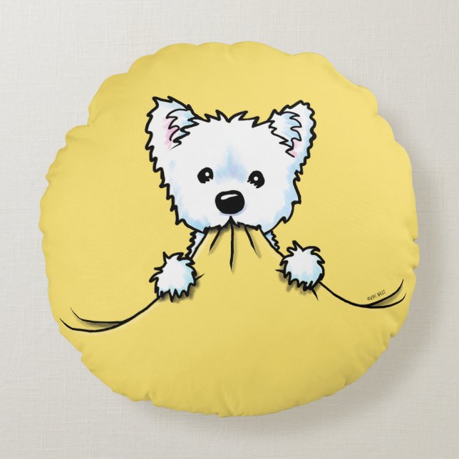 Westie Cute Aggression Nursery Round Cushion (Front)