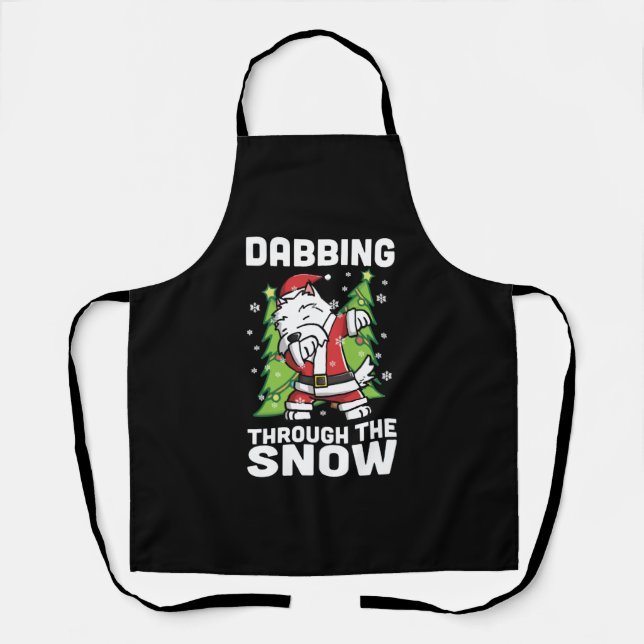 Westie Dabbing Christmas Apron (Front)