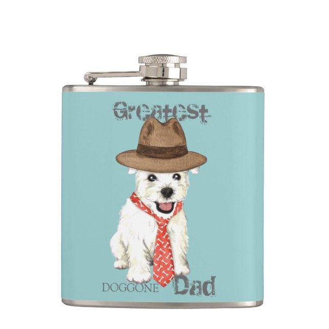 Westie Dad Hip Flask (Front)