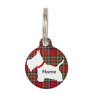 Westie Dark Red Tartan Pet Tag