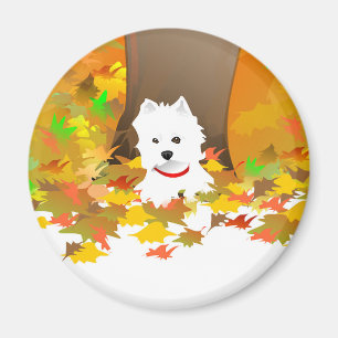 Westie Dog - Autumn Leaves - Magnet