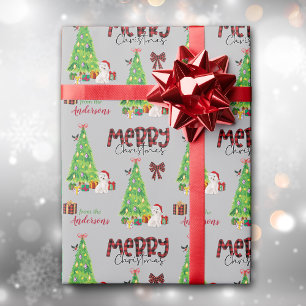 Westie Dog, Bird and Christmas Tree Wrapping Paper