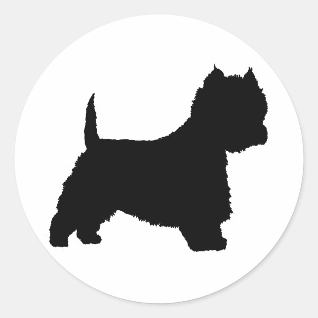 Westie Dog (black) Classic Round Sticker (Front)