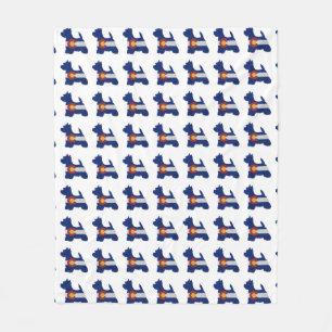 Westie Dog Breed Colorado Flag Silhouette Fleece Blanket