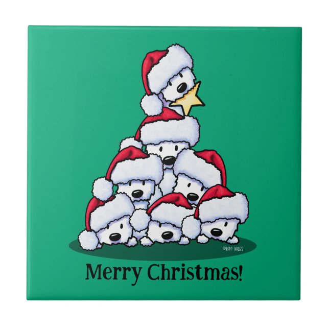 Westie Dog Christmas Tree Ceramic Tile (Front)