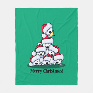 Westie Dog Christmas Tree Fleece Blanket