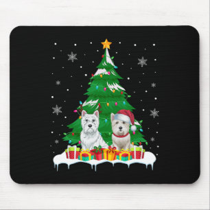 Westie Dog Christmas Tree Lights Santa Reindeer Xm Mouse Pad