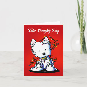 Westie Dog Fluffybutt Christmas Card