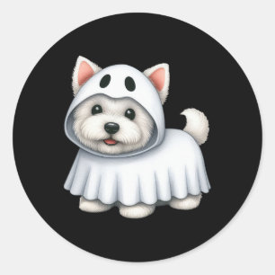 Westie Dog Halloween Costume Ghost West Terrier Classic Round Sticker