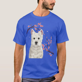 Westie Dog Japanese Cherry Blossom Sakura Flower V T-Shirt