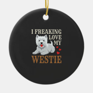 Westie Dog Love Typography Ceramic Ornament