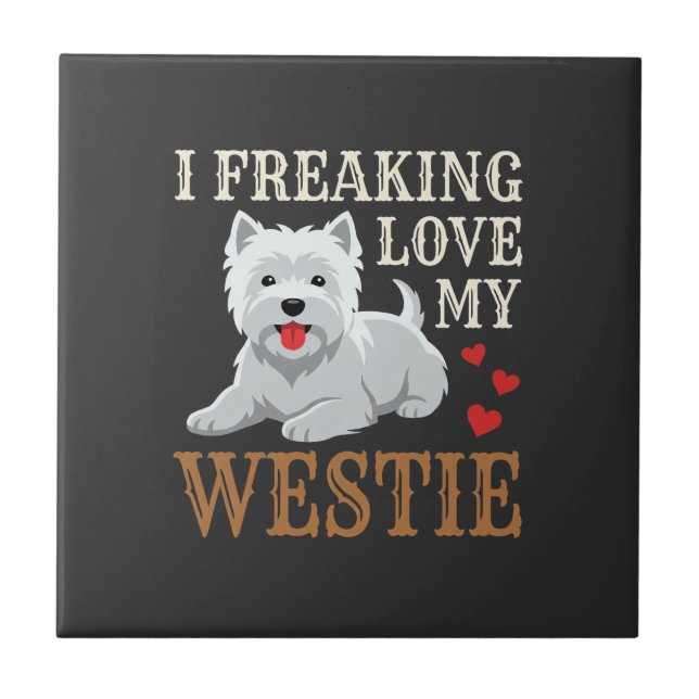 Westie Dog Love Typography Ceramic Tile (Front)