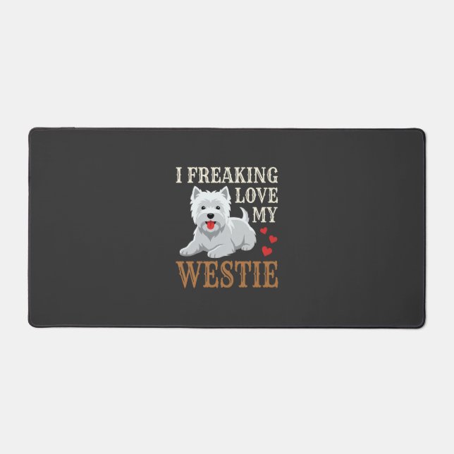 Westie Dog Love Typography Desk Mat (Front)
