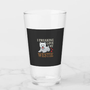 Westie Dog Love Typography Glass