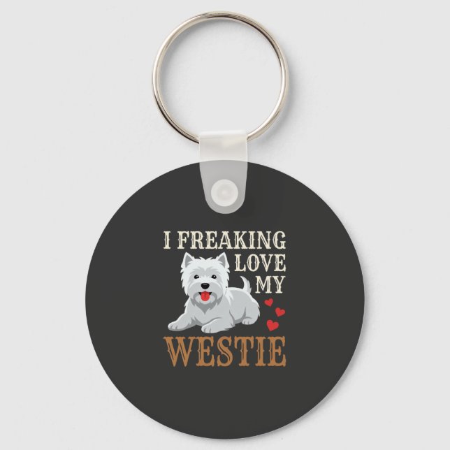 Westie Dog Love Typography Key Ring (Front)