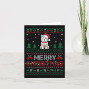 Westie Dog Lovers Santa Hat Christmas Tree Lights Card