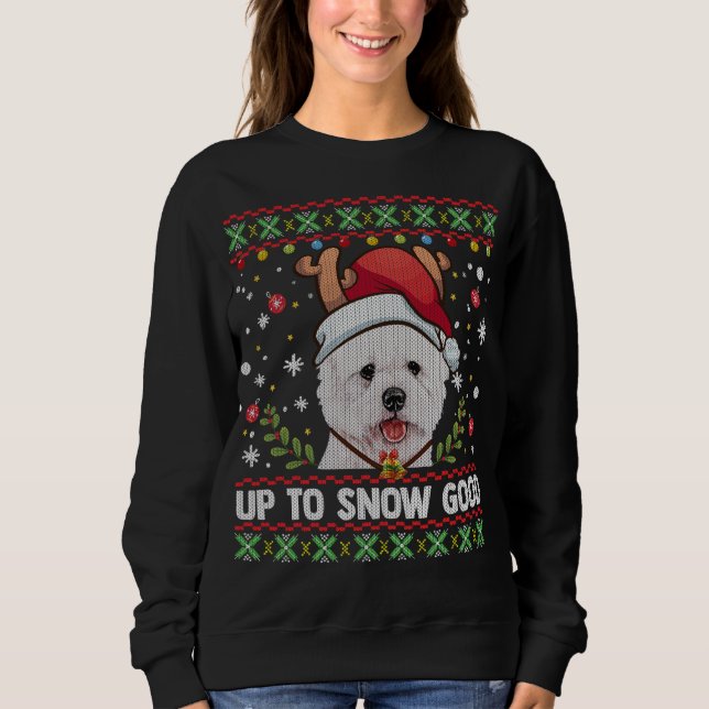 Westie Dog Reindeer Christmas Ugly Sweater (Front)