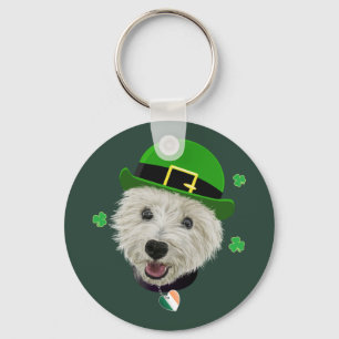 Westie Dog Saint Patrick's Day Irish Flag Key Ring
