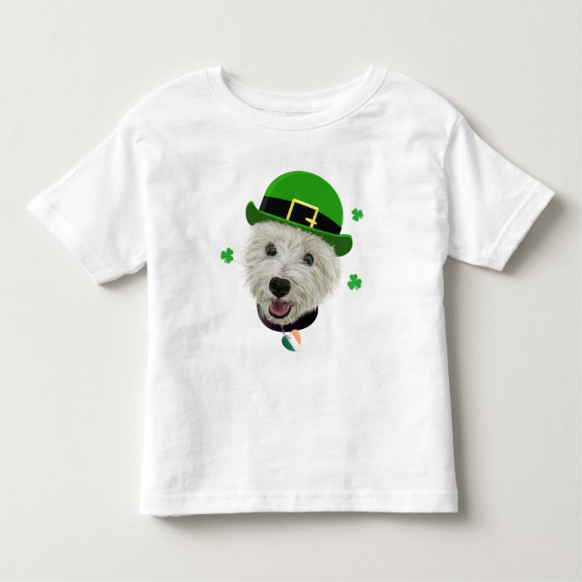 Westie Dog Saint Patrick's Day Irish Flag Toddler T-Shirt (Front)