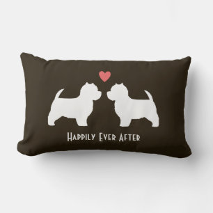 Westie Dog Silhouettes with Heart and Text Lumbar Cushion