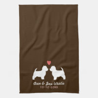 Westie Dog Silhouettes with Heart and Text