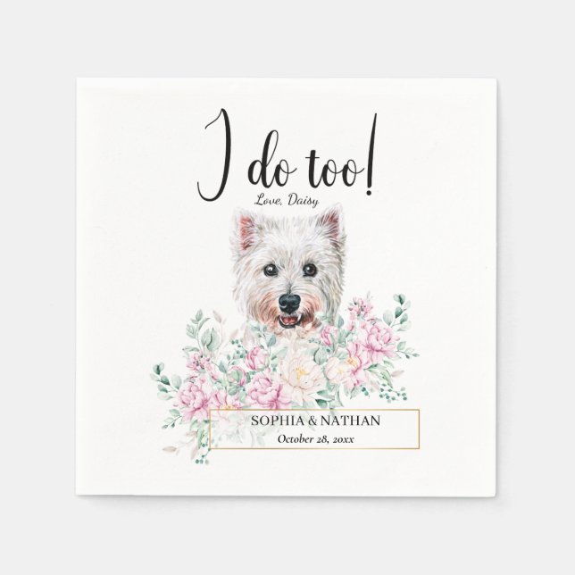 Westie Dog Wedding Cocktail Napkins (Front)