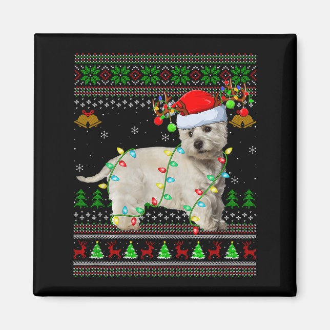 Westie Dog West Highland Terrier Ugly Christmas Sw Magnet (Front)
