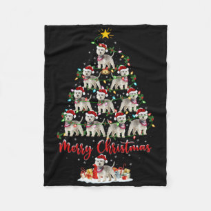 Westie Dog Xmas Lights Santa Westie Christmas Tree Fleece Blanket