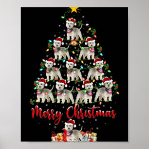 Westie Dog Xmas Lights Santa Westie Christmas Tree Poster