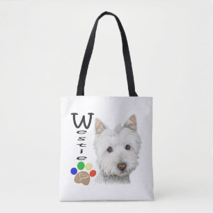 Westie Dogs Art all over print tote bag